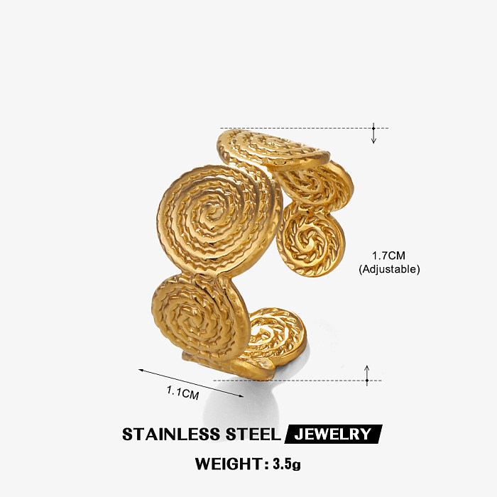 Simple Style Spiral Stainless Steel Plating 18K Gold Plated Open Rings