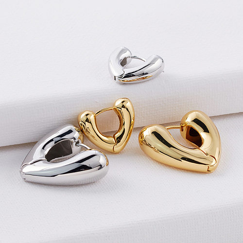 1 Pair Fashion Heart Shape Copper Plating Earrings