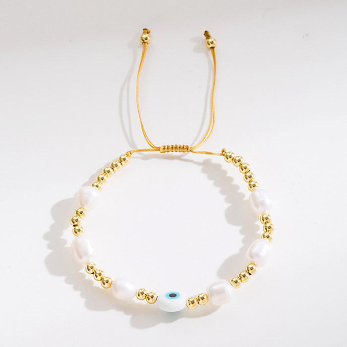 Bracelets de perles artificielles en cuivre et émail, œil du diable, 1 pièce