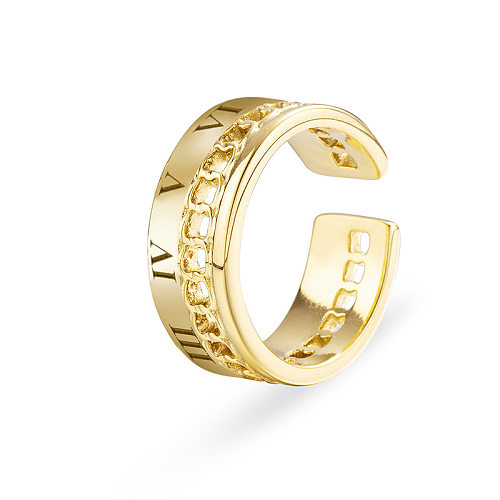 خاتم نسائي سهل الفتح قابل للتعديل مصنوع من الفولاذ المقاوم للصدأ بأرقام رومانية