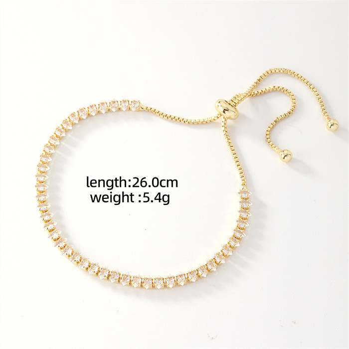 Sweet Simple Style Oval Copper Inlay Zircon Bracelets