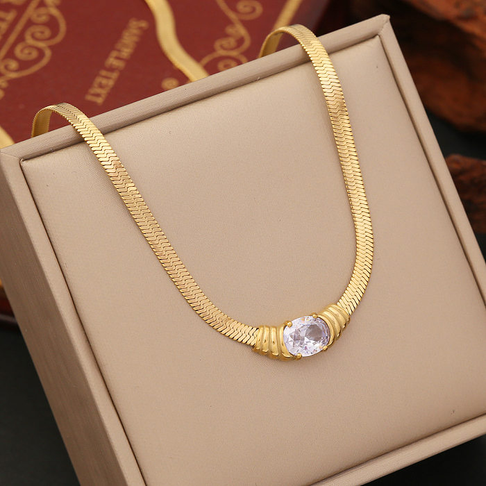 Simple Style Square Stainless Steel Inlay Zircon Jewelry Set