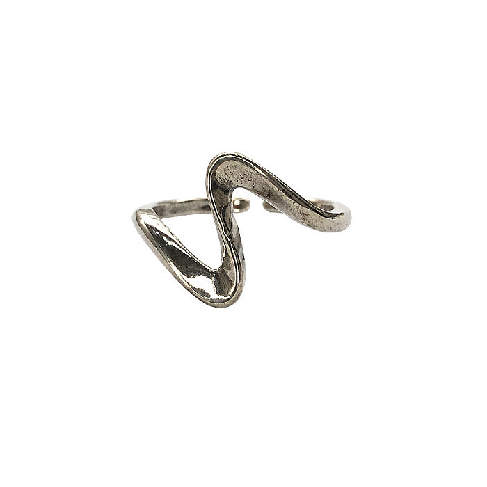 Simple Style Waves Copper Plating Silver Plated Open Ring