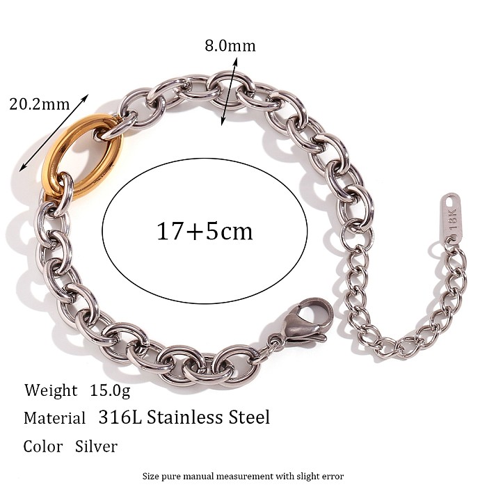 Estilo vintage estilo clássico oval aço inoxidável banhado a ouro 18K pulseiras colar