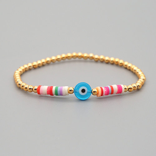 Vacation Devil'S Eye Soft Clay Copper Beaded Bracelets
