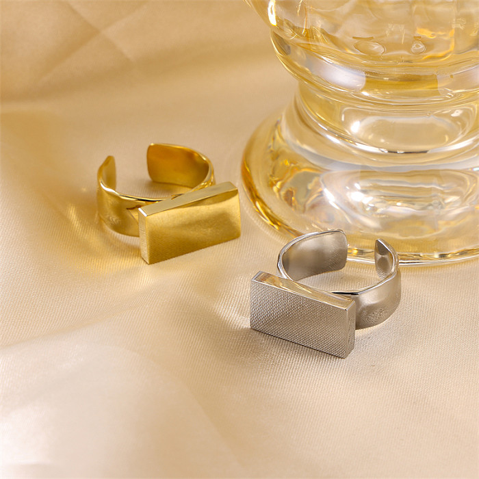 Anéis abertos de aço inoxidável retangular de cor sólida estilo clássico retrô