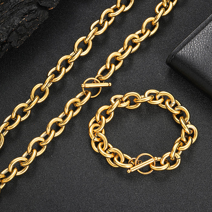 Hip-Hop Solid Color Stainless Steel Plating Bracelets Necklace