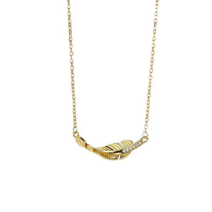 Collier de plumes, pendentif Simple, chaîne de clavicule en diamant fin Flash