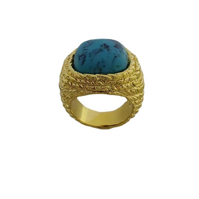 Anéis turquesa com embutimento de chapeamento de cobre quadrado comutado