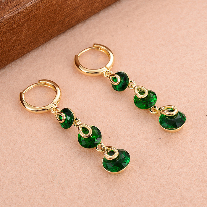 1 Pair Elegant Vintage Style Shiny Tassel Plating Inlay Copper Zircon 14K Gold Plated Drop Earrings