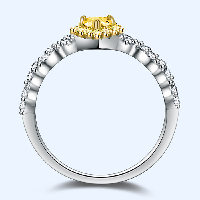 Schlichter Stil, Herzform, weiße Kupfer-Inlay-Zirkon-Ringe