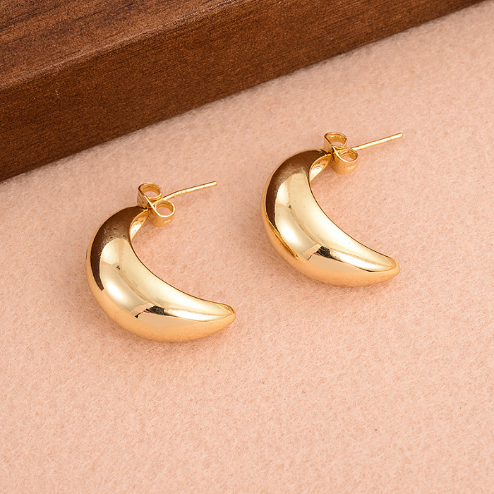 1 Pair Simple Style Solid Color Plating Copper 18K Gold Plated Ear Studs