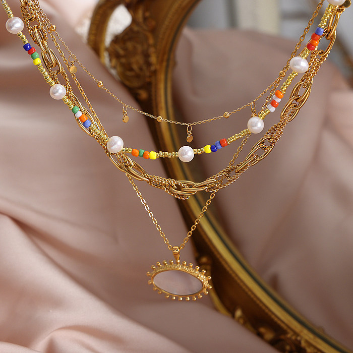 Estilo barroco férias comute borboleta geométrica titânio aço chapeamento 18k banhado a ouro pulseiras colar