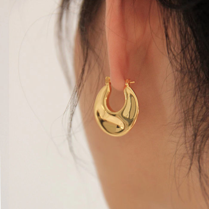 1 Pair Modern Style U Shape Plating Copper Hoop Earrings