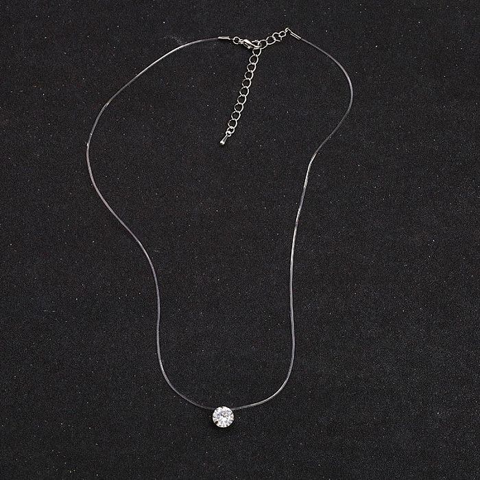 Simple Style Round Copper Zircon Necklace Pendant In Bulk