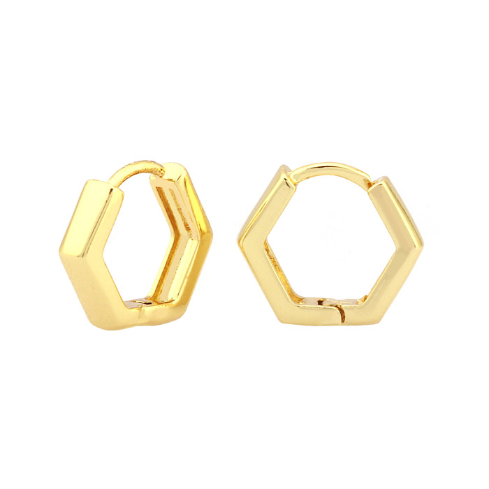 1 par de brincos românticos estilo simples pentagrama geométrico formato de coração banhado a ouro 18K