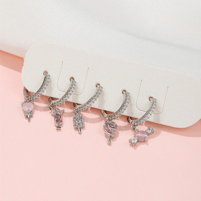 Fashion Candy Brass Earrings Gem Copper Earrings