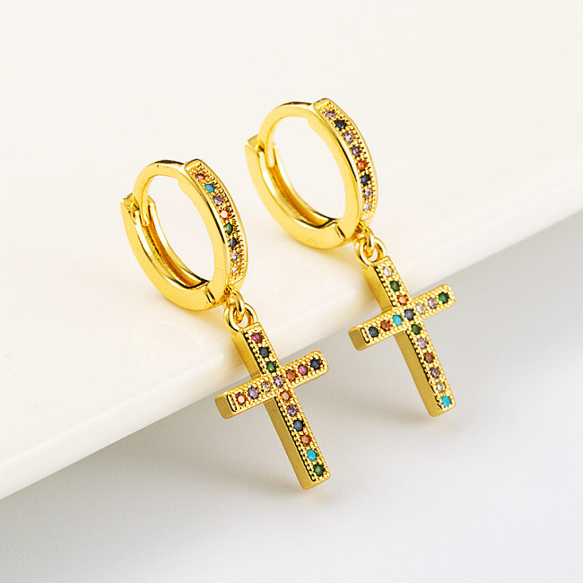 Geometric U-shaped Micro-inlaid Color Zircon Earrings