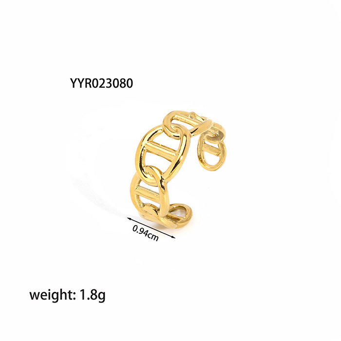 Streetwear Solid Color Stainless Steel Plating Open Rings