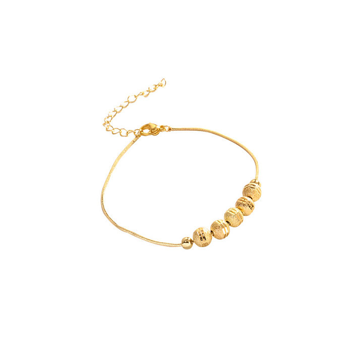 Bracelets de placage de perles de cuivre de couleur unie de style simple 1 pièce