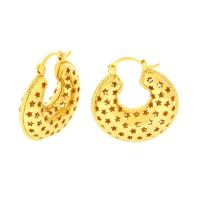 1 Pair IG Style U Shape Star Plating Hollow Out Copper 18K Gold Plated Earrings