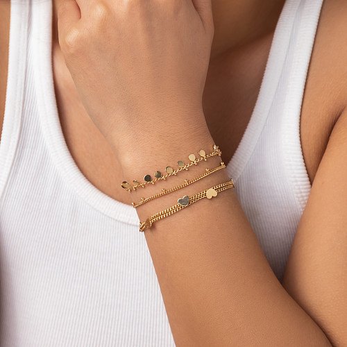 Bracelets en cuivre ronds en forme de cœur de style classique et simple