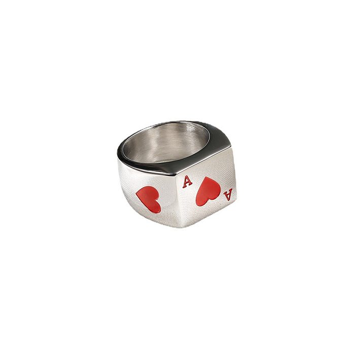 1 Piece Fashion Poker Heart Shape Titanium Steel Enamel Rings