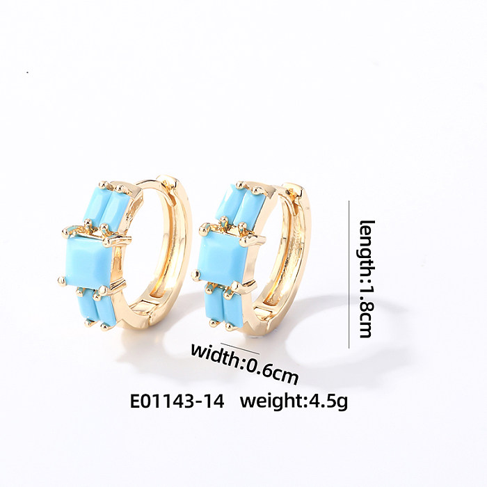 1 Pair Casual Sweet Geometric Square Inlay Copper Zircon Earrings