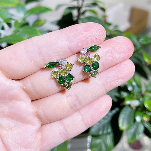 1 Pair Casual Pastoral Grape Plating Inlay Copper Crystal Zircon Ear Studs