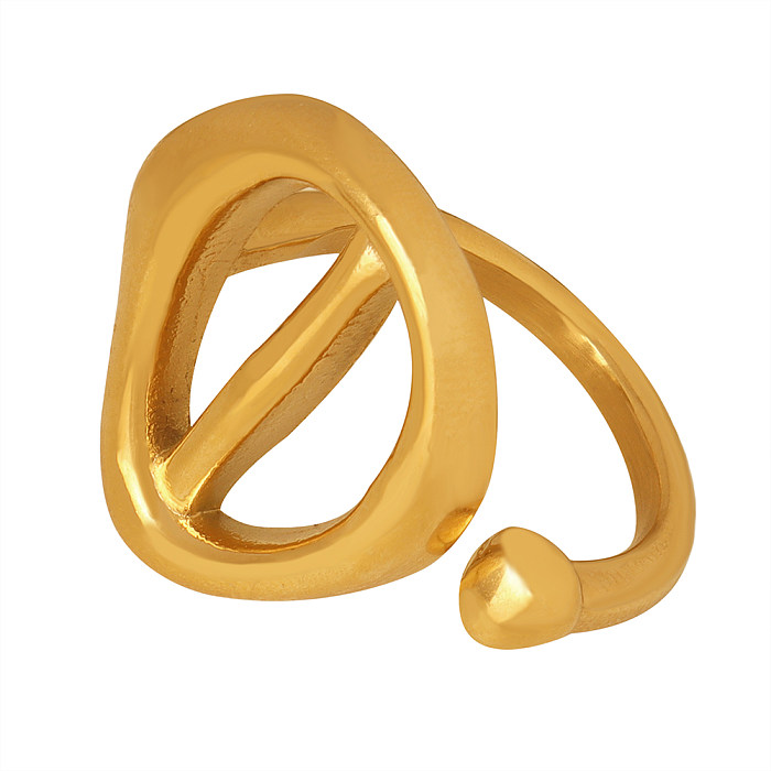 Exaggerated Geometric Titanium Steel Plating 18K Gold Plated Open Ring