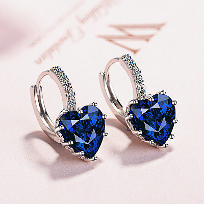 1 Pair Simple Style Heart Shape Inlay Copper Zircon Earrings
