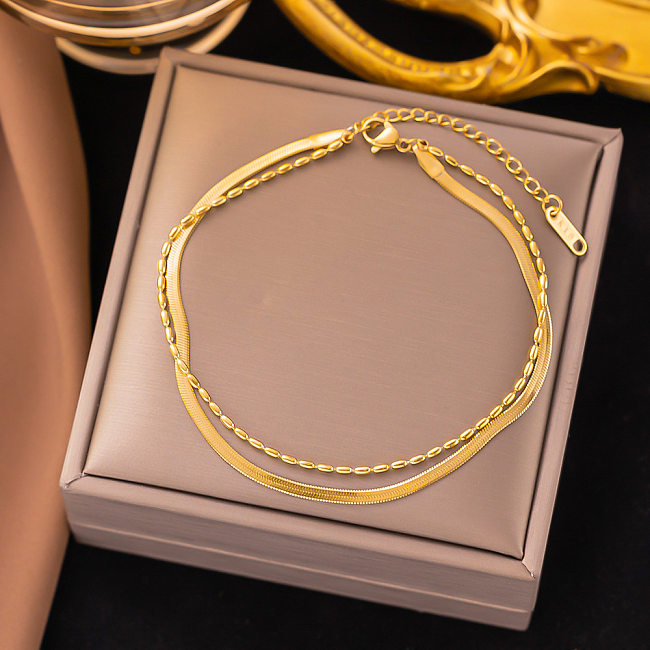 Bracelet de cheville de bracelets de placage en acier titane de couleur unie de style simple