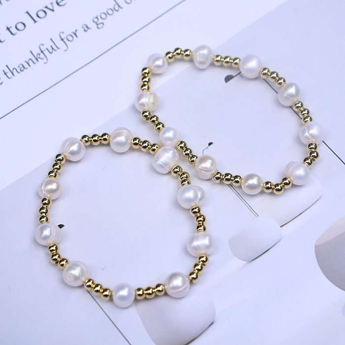 Bracelet en perles de cuivre pour femmes, style baroque irrégulier, bijoux à main, mode coréenne