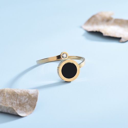 Casual Number Titanium Steel Polishing Plating 18K Gold Plated Open Ring