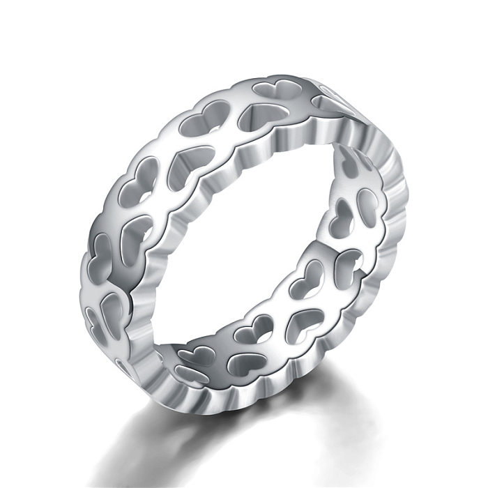 Nova moda oca de aço inoxidável em forma de coração anéis atacado jóias