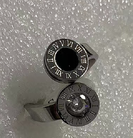 Anéis de zircão com incrustação de aço de titânio geométrico de 1 peça