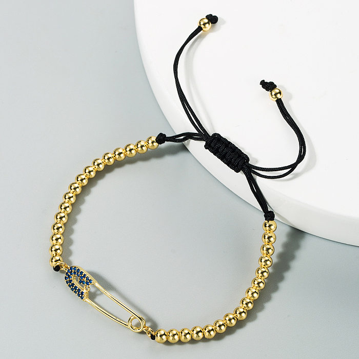 Bracelet mauvais œil tendance européenne et américaine, chaîne Simple en cuivre plaqué or incrusté de Zircon