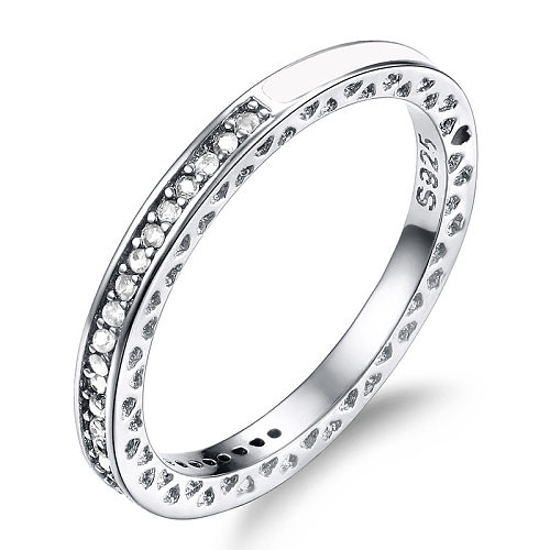 Simple Style Round White Copper Inlay Artificial Gemstones Rings