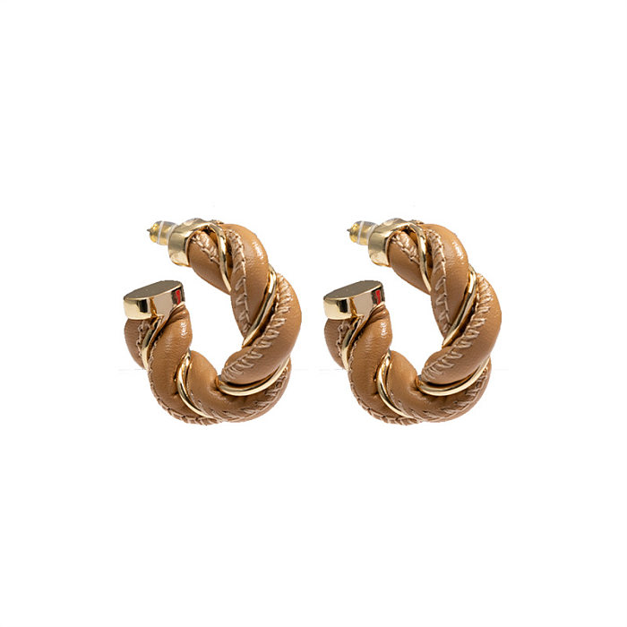 1 Pair Basic C Shape Brass Plating Gold Plated Earrings
