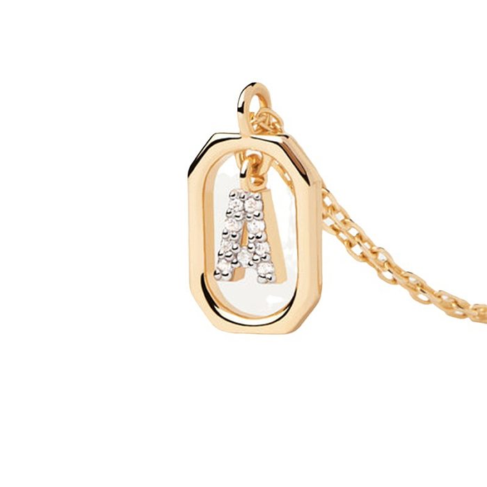 Collar con colgante de diamantes de imitación de cobre con letras de estilo simple a granel