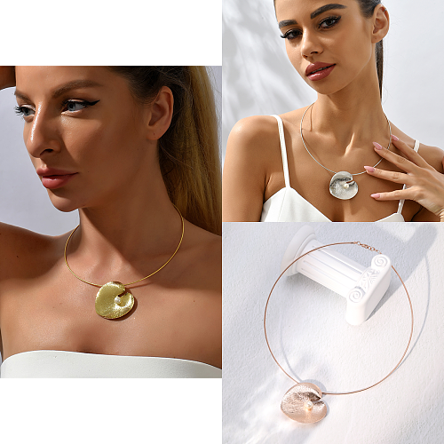Elegant Heart Shape Copper Plating Inlay Pearl 18K Gold Plated Choker