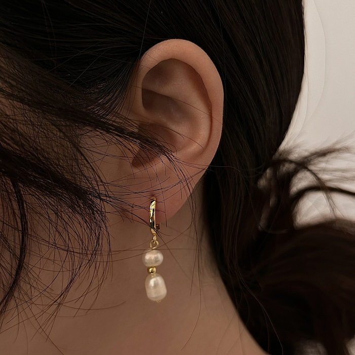 Boucles d'oreilles rondes en cuivre plaqué couleur unie, Style IG Simple, 1 paire