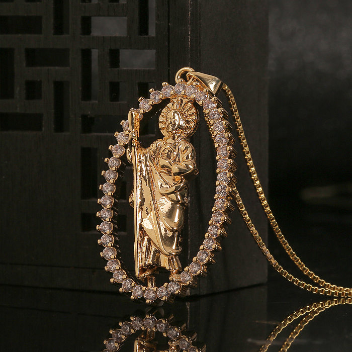 New Inlaid Zircon Madonna Of Death Pendant Necklace Wholesale jewelry