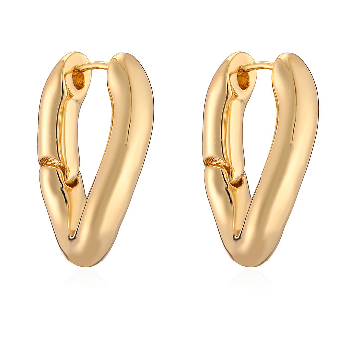 1 Pair Simple Style Commute Geometric Plating Copper 18K Gold Plated Earrings