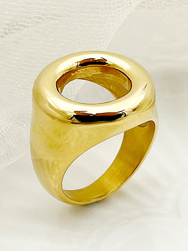 Fashion Round Stainless Steel Gold Plated Rings In Bulk