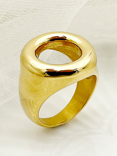 Anéis redondos de aço inoxidável banhados a ouro da moda a granel