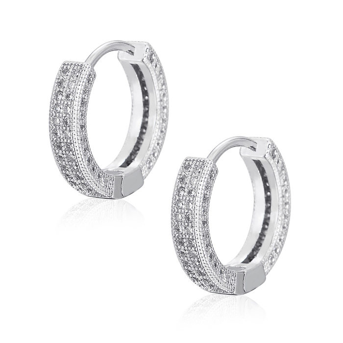 1 Pair IG Style Simple Style Solid Color Plating Inlay Copper Zircon Earrings