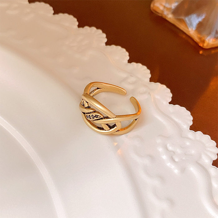Retro Solid Color Copper Gold Plated Rings In Bulk