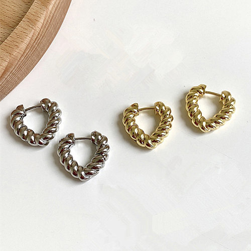 1 paire de boucles d'oreilles en cuivre plaquées en forme de cœur, Style coréen décontracté