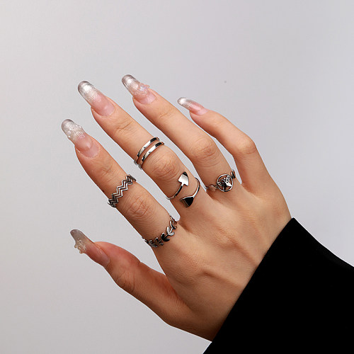 Anéis abertos de aço inoxidável com borboleta geométrica estilo coreano estilo streetwear